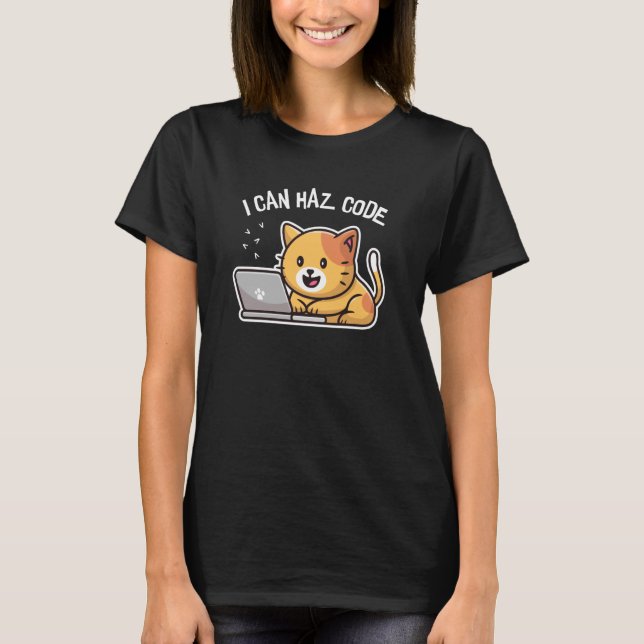 Ich kann Code Computer Cat Programmierer Kitten ha T-Shirt (Vorderseite)