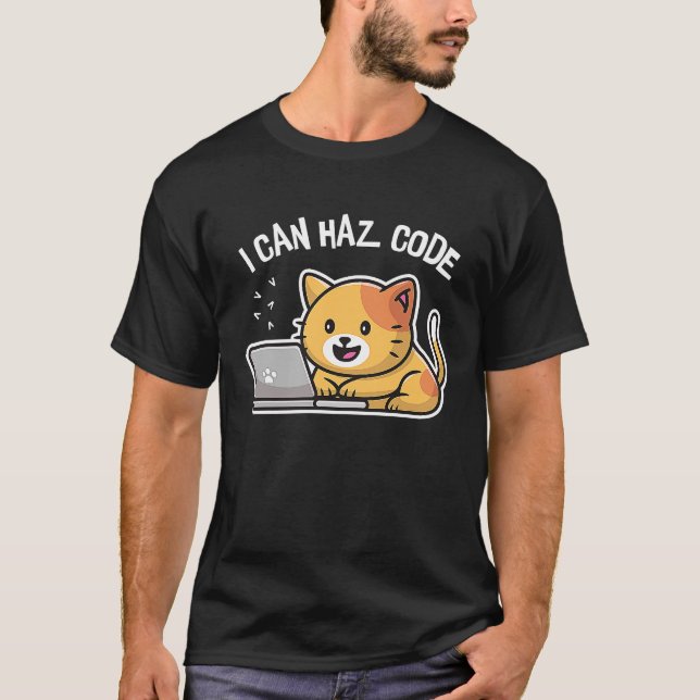 Ich kann Code Computer Cat Programmierer Kitten ha T-Shirt (Vorderseite)