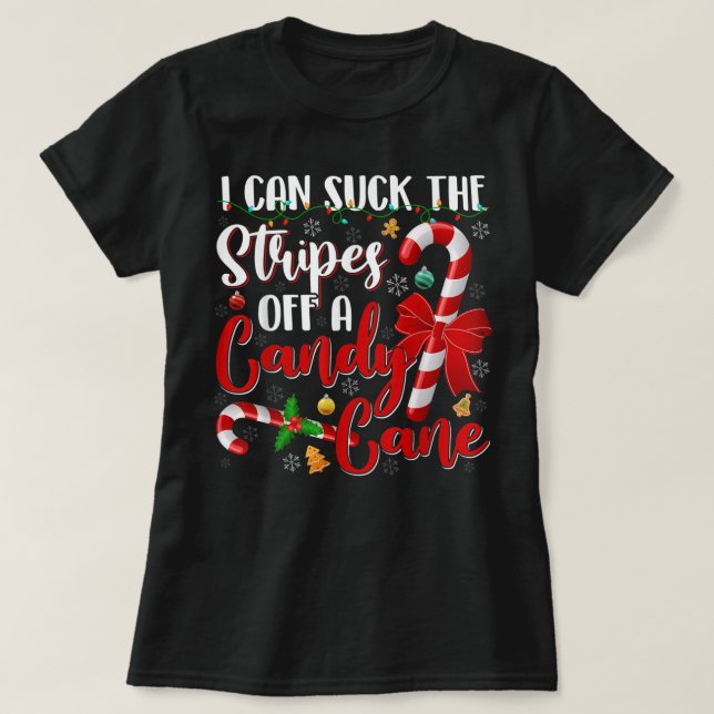Ich kann die Streifen einer Weihnachtskanne mit Sü T-Shirt (Design vorne)