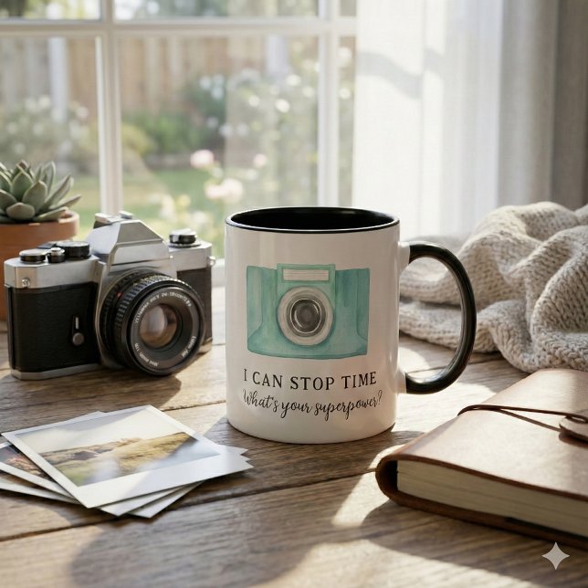 Ich kann die Tasse von Zeitfotografen stoppen (This fun, "I can stop time, what's your superpower?" mug would make a great gift for a photographer!)