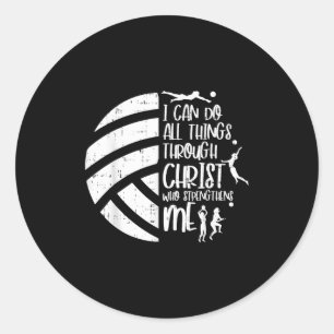 Ich kann Dinge durch Christus Volleyball Christia Runder Aufkleber