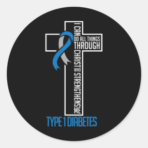 Ich kann Dinge tun, Jesus, der mir Diabetes stärkt Runder Aufkleber