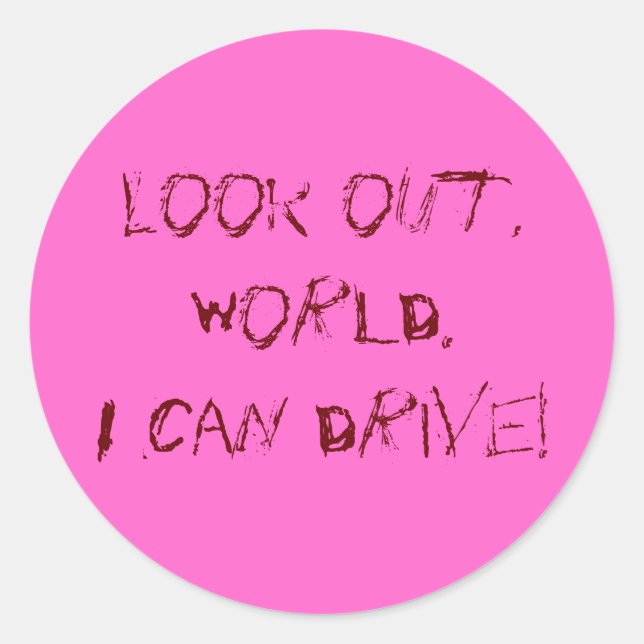 Ich kann fahren! runder aufkleber (Vorderseite)
