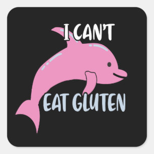 Ich kann Glutenpinke Dolphin nicht essen Quadratischer Aufkleber