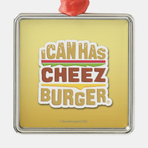 Ich kann habe Cheezburger (Schatten) Silbernes Ornament