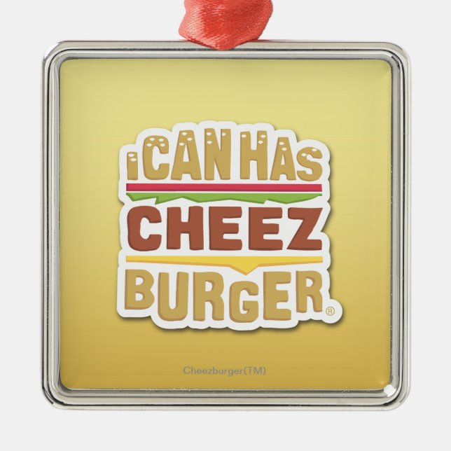 Ich kann habe Cheezburger (Schatten) Silbernes Ornament (Vorne)