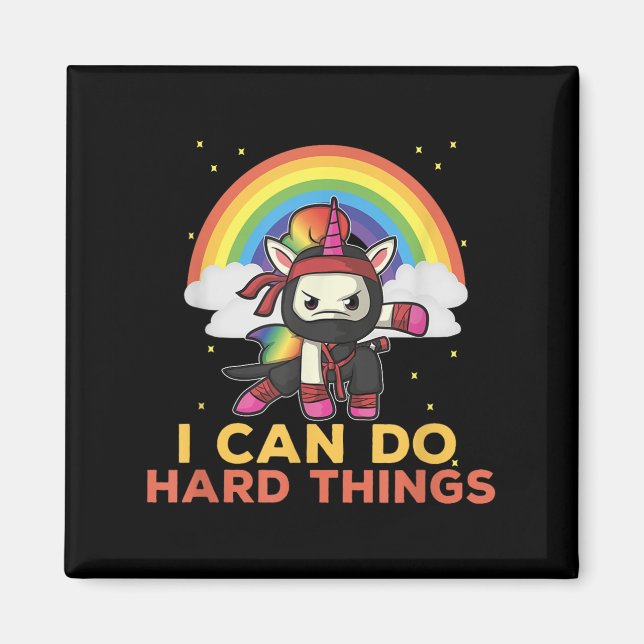 Ich kann harte Dinge tun Rainbow Ninja Magnet (Vorne)