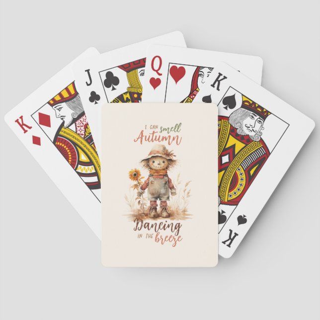 Ich kann Herbst riechen - rustikale Vogelscheuche  Spielkarten (Rückseite)