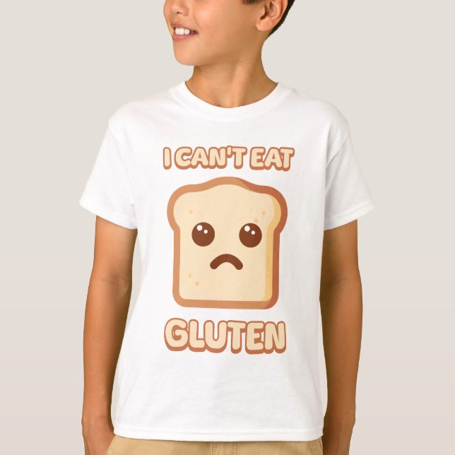 Ich kann kein Gluten essen! Niedlicher Cartoon T-Shirt (Vorderseite)
