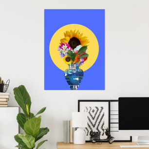 Ich kann mir Blume kaufen! Blau Poster