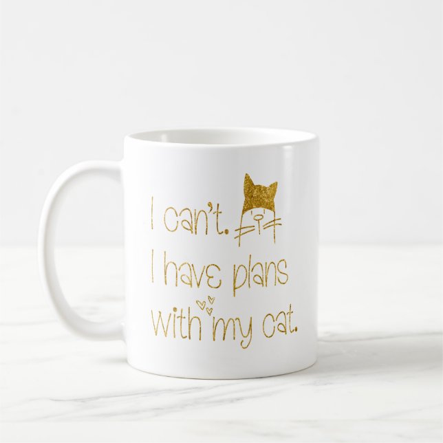 Ich kann mit Cat Gold Glitzer Name nicht planen Kaffeetasse (Links)