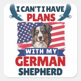 Ich kann mit meinem deutschen Schäferhund keine Pl Quadratischer Aufkleber