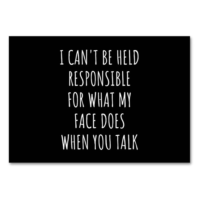 Ich kann nicht für das verantwortlich gemacht werd tischnummer (Vorderseite)