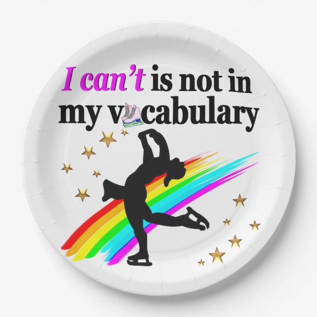 ICH KANN NICHT IN MEINER VOCABULÄREN SKATEN SEIN PAPPTELLER (Vorderseite)