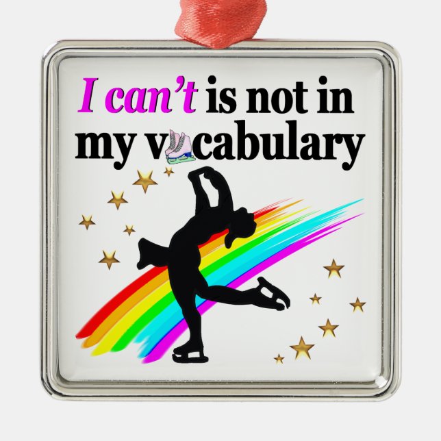 ICH KANN NICHT IN MEINER VOCABULÄREN SKATEN SEIN SILBERNES ORNAMENT (Vorne)