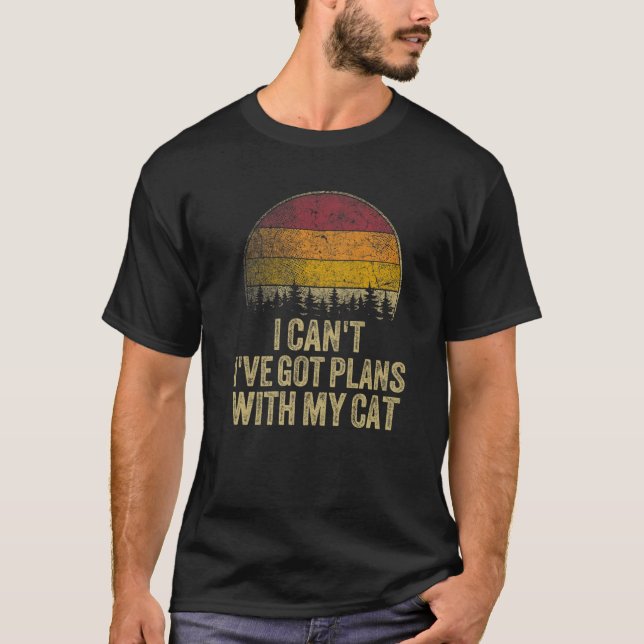 Ich kann nicht mit meinem Cat Funny Sprichwort Ret T-Shirt (Vorderseite)