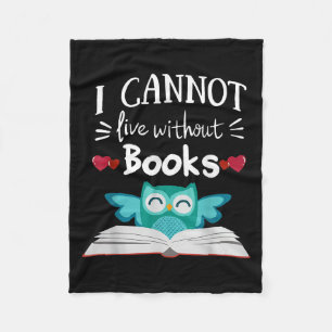 Ich kann ohne Bücher nicht leben Eule Fleecedecke