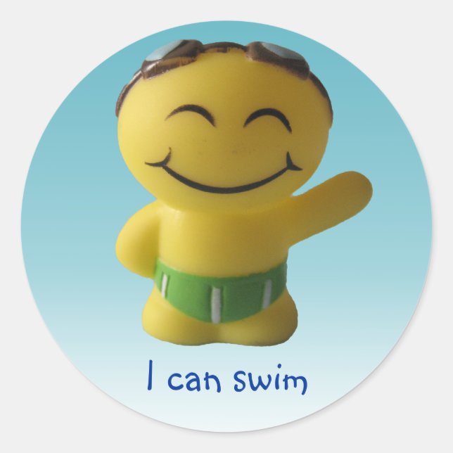 Ich kann schwimmen runder aufkleber (Vorderseite)