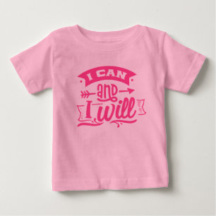 Ich kann und ich will Niedlich Pink Girl Power Baby T-shirt