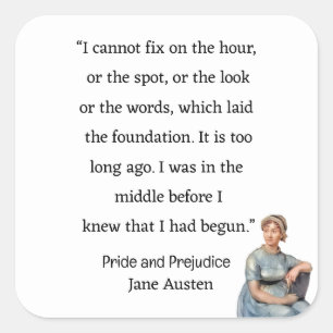 Ich kann weder die Stunde noch den Ort Jane Austen Quadratischer Aufkleber