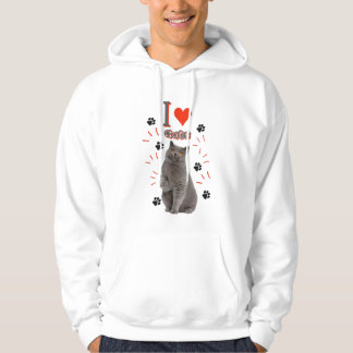 Ich ❤️ Katzen – Süßes Katzen- & Pfotenabdruck-Desi Hoodie