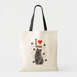 Ich ❤️ Katzen – Süßes Katzen- & Pfotenabdruck-Desi Tragetasche