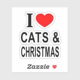 Ich ❤️ KATZEN & WEIHNACHTEN ICH LIEBE KATZEN & WEI Aufkleber