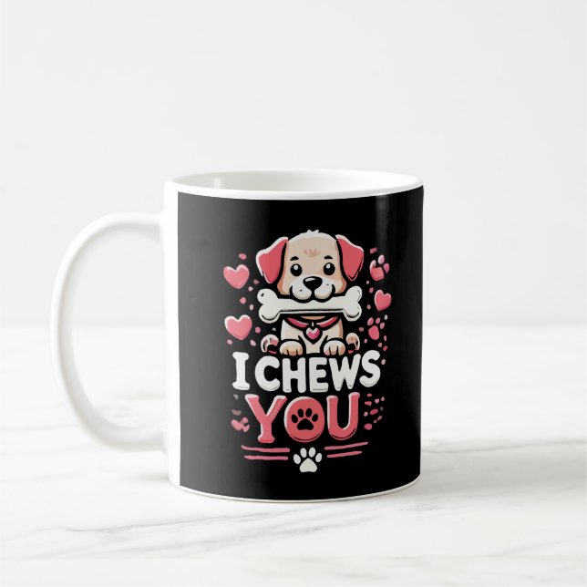 Ich kauen dich - Hunde zum Valentinstag Kaffeetasse (Links)