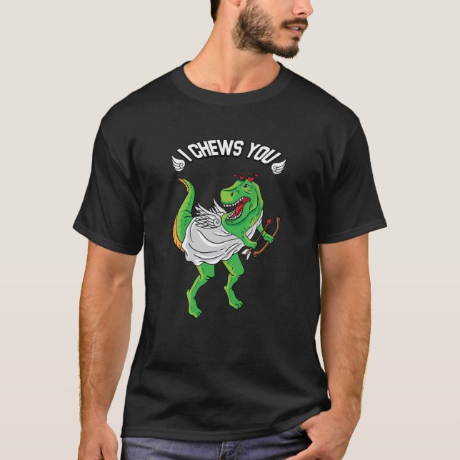 Ich kauen Sie Cupid Rex Dinosaurier Dino Herz Vale T-Shirt (Vorderseite)