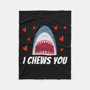 Ich kauen Sie lustigen Valentinstag Hai Paar Kinde Fleecedecke
