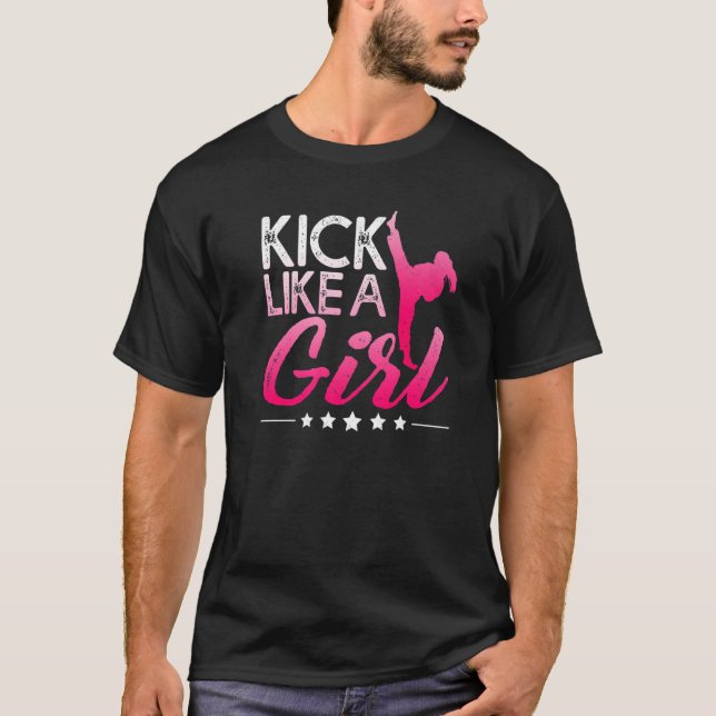 Ich kick wie ein Girl Karate Kickboxing Girl T-Shirt (Vorderseite)