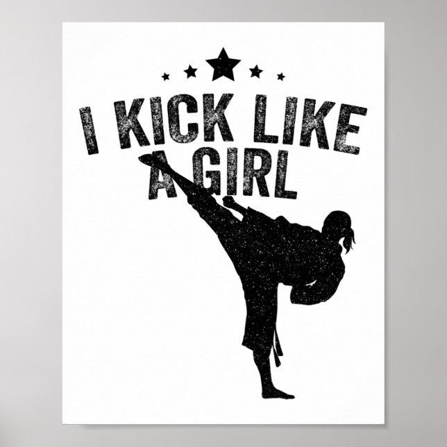 Ich kick wie ein Girl-Karate-Kickboxing-Mädchen Poster (Vorne)