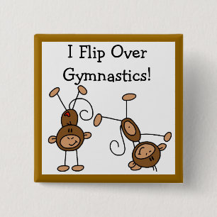 Ich kippe über die Gymnastik Button