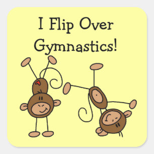 Ich kippe über die Gymnastik Quadratischer Aufkleber