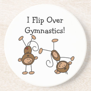 Ich kippe über die Gymnastik Sandstein Untersetzer