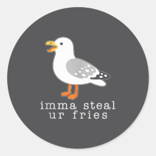 Ich klaue dir deine Pommes Möwe Runder Aufkleber