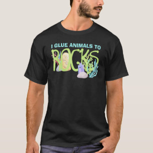 Ich klebe Tiere an Felsen Aquarium Aquarist Fisch T-Shirt