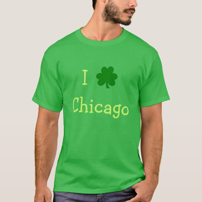 Ich Kleeblatt Chicago Green St. Patrick's Day T-Shirt (Vorderseite)