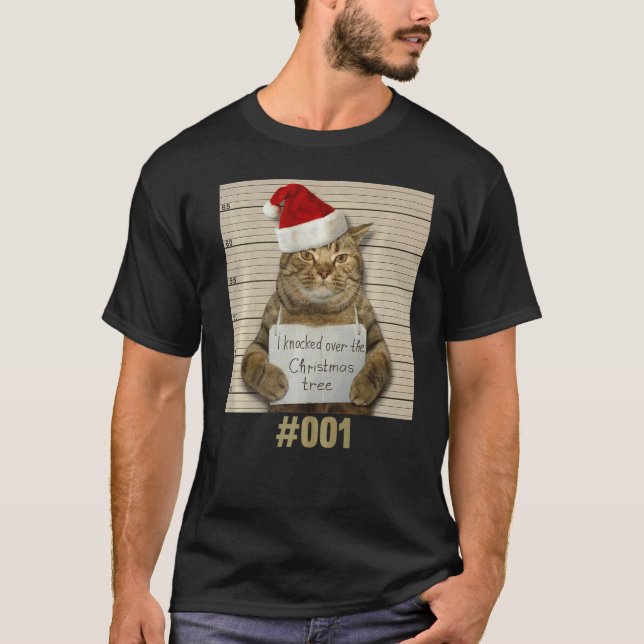 Ich klopfte über die Weihnachtsbaumkatze T-Shirt (Vorderseite)