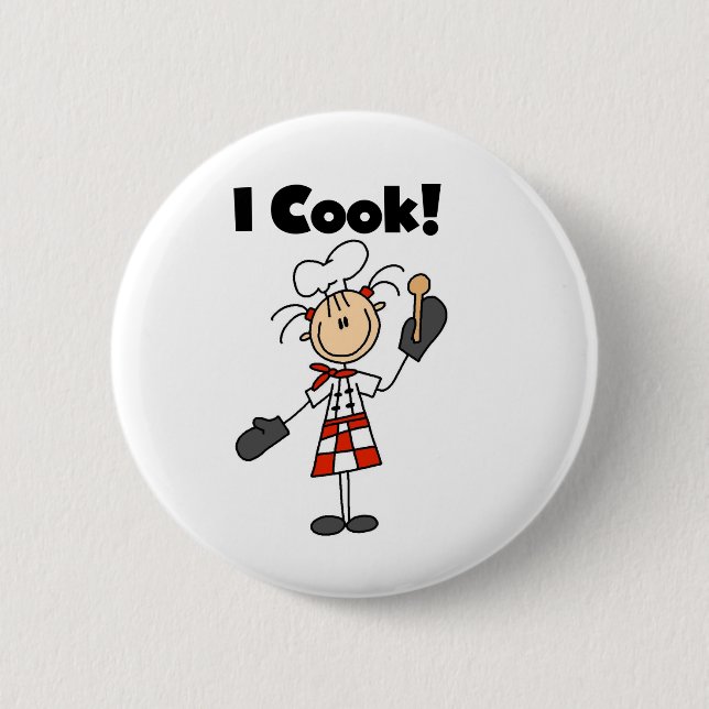 Ich koche - Köchin Button (Vorderseite)