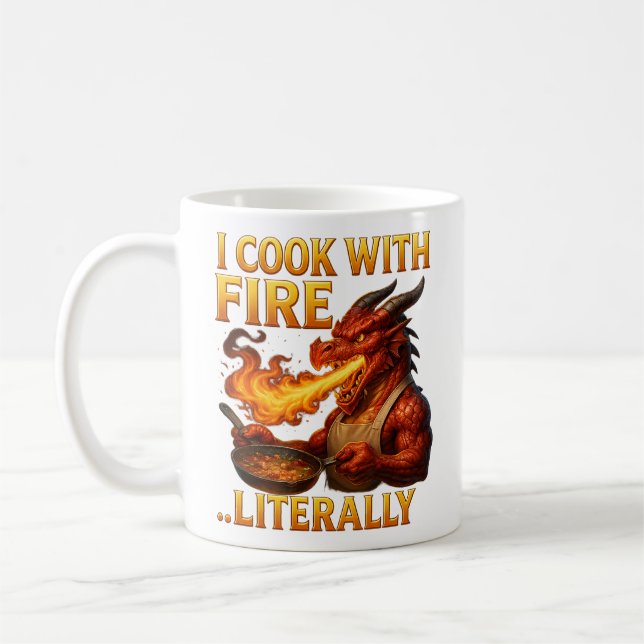 Ich koche mit Feuer... buchstäblich  Drachen-Chef- Kaffeetasse (Links)