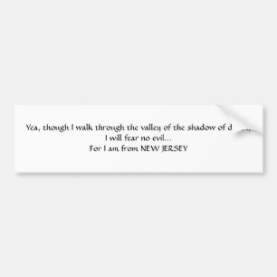 Ich komme aus New Jersey Autoaufkleber I