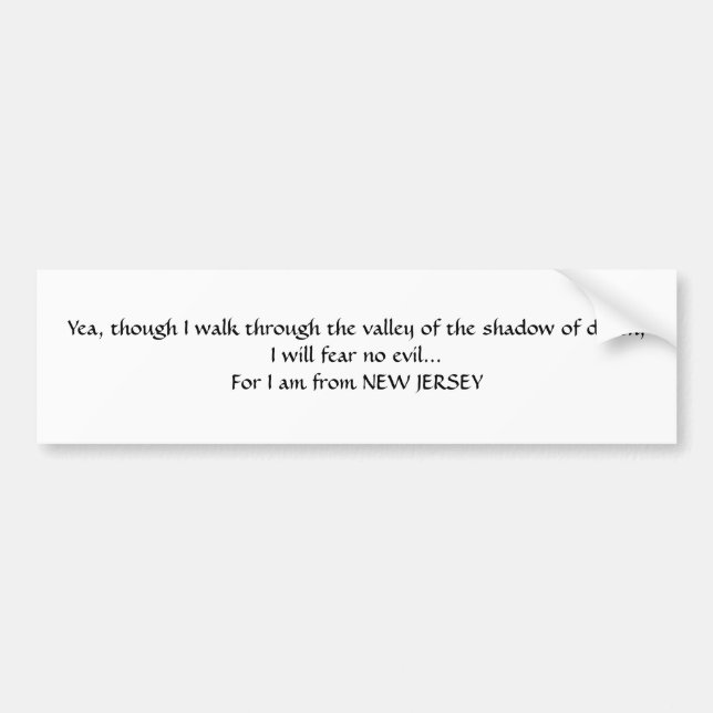 Ich komme aus New Jersey Autoaufkleber I (Vorne)