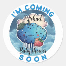 Ich komme bald Funny Blue Strawberry Baby Dusche