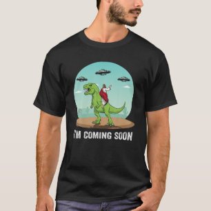 Ich komme bald Jesus auf einem Dinosaurier-UFO Ali T-Shirt