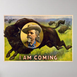 Ich komme - Buffalo Bill Cody - Vintage Werbung Poster