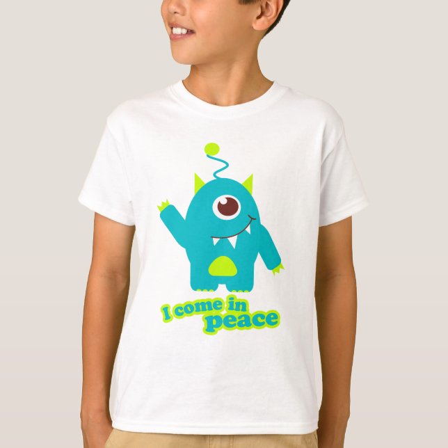 Ich komme in Frieden Alien Aqua T - Shirt (Vorderseite)