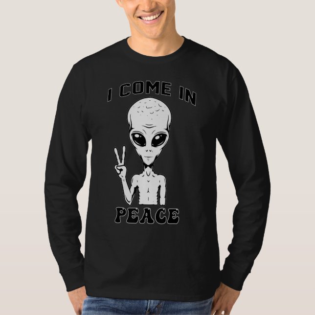 Ich komme in Peace Alien Ufo Space für Junge oder  T-Shirt (Vorderseite)