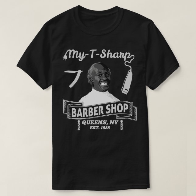 Ich komme nach Amerika, mein T Sharp Barber Shop T-Shirt (Design vorne)