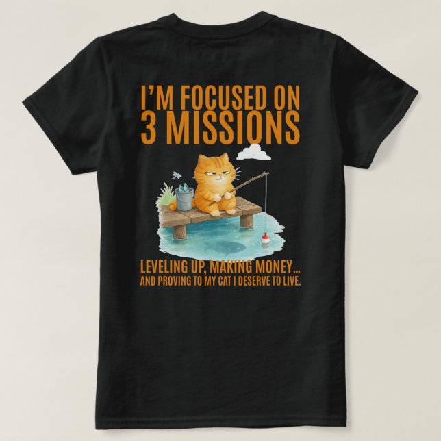 Ich konzentriere mich auf 3 Missionen: Leveln,  T-Shirt (Design Rückseite)